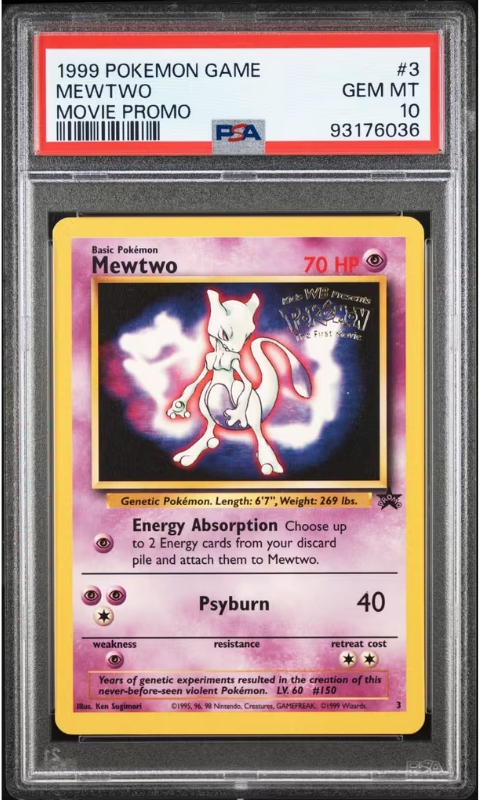 PSA derecelendirilmis Mewtwo Movie Promo slab karti